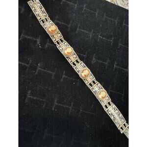 Cameo 800 Silver Filagree Bracelet Vintage
